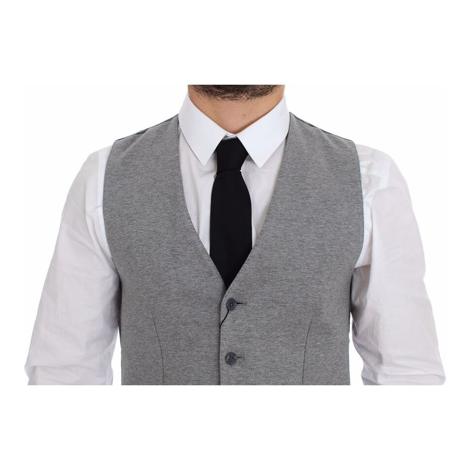 Dolce & Gabbana Gray Cotton Stretch Dress Vest