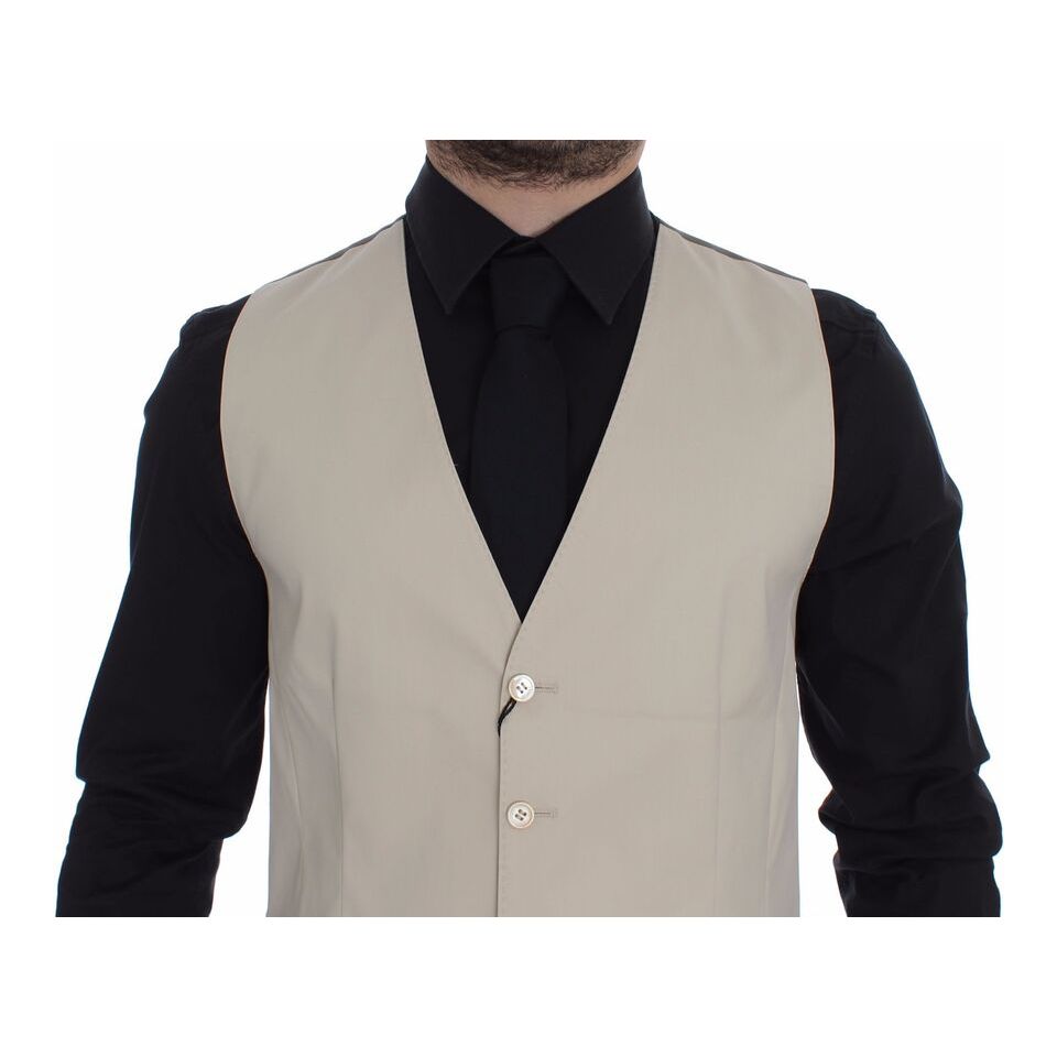 Dolce & Gabbana Beige Cotton Blend Dress Vest