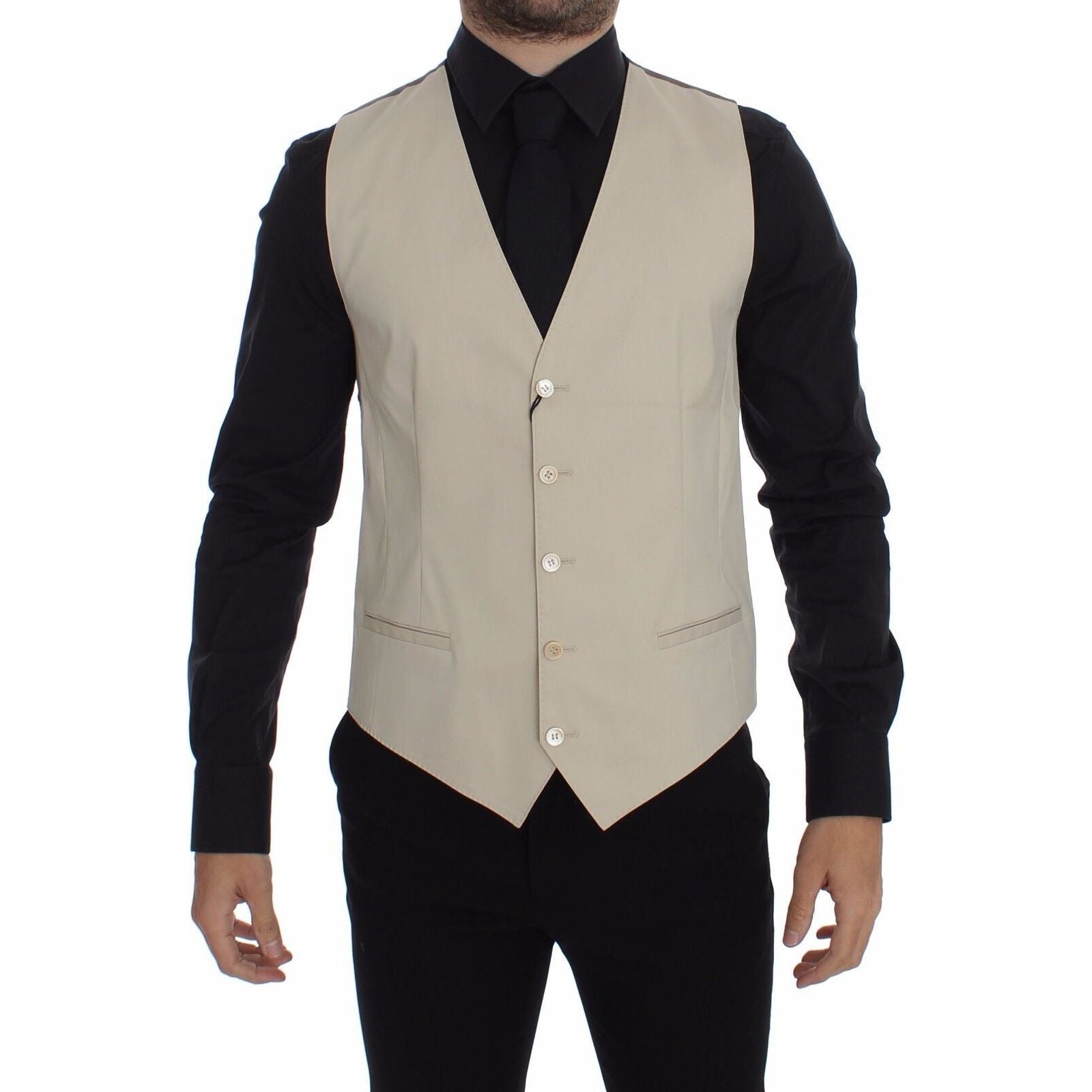Dolce & Gabbana Beige Cotton Blend Dress Vest