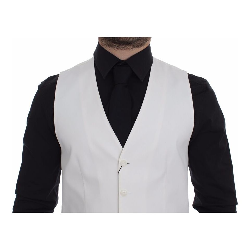 Dolce & Gabbana White Cotton Silk Dress Vest