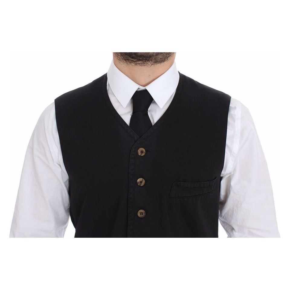 Dolce & Gabbana Black Cotton Dress Vest for Timeless Style