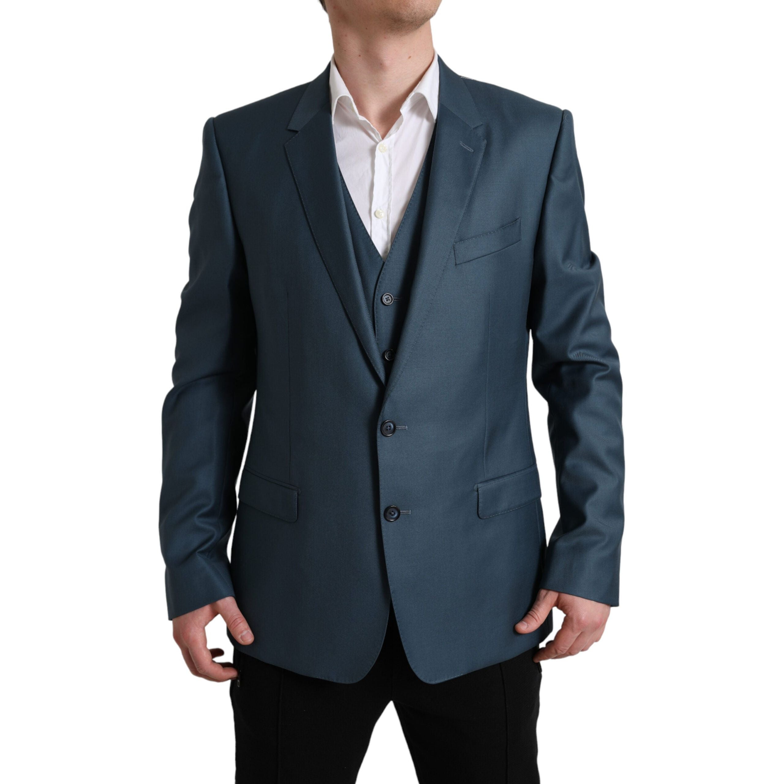 Dolce & Gabbana Green Wool Two-Piece Suit