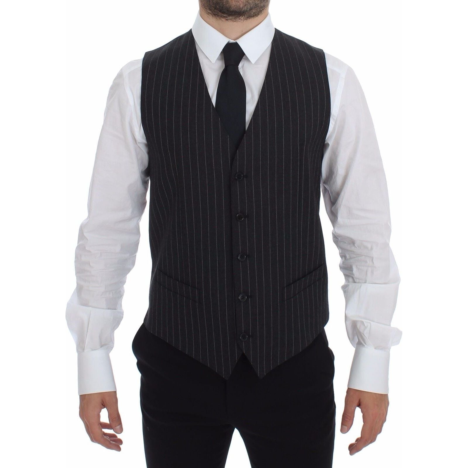 Dolce & Gabbana Gray Wool Dress Vest for Sophistication