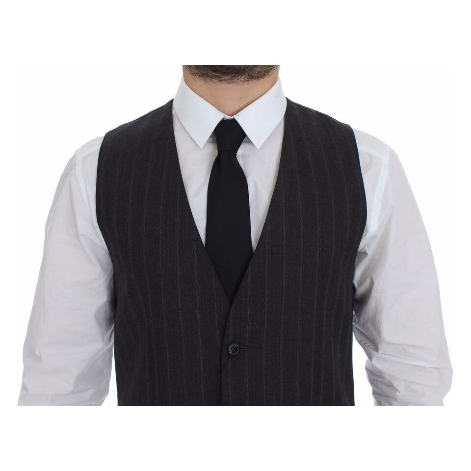 Dolce & Gabbana Gray Wool Dress Vest for Sophisticated Style