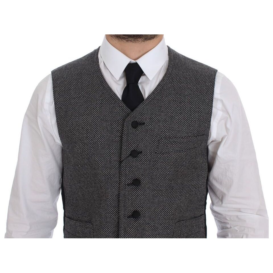 Dolce & Gabbana Gray Cotton Silk Dress Vest
