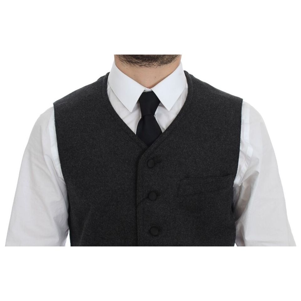Dolce & Gabbana Gray Wool Blend Dress Vest