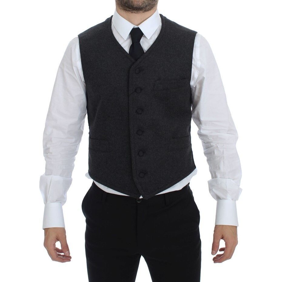 Dolce & Gabbana Gray Wool Blend Dress Vest