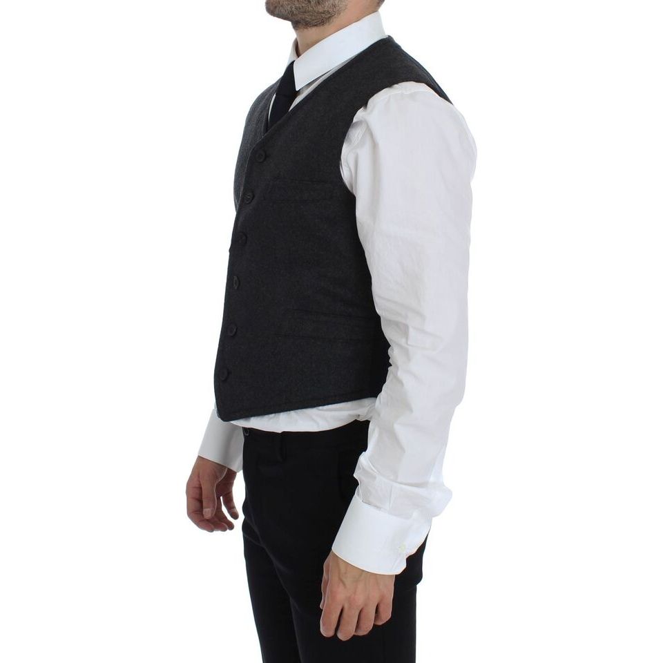 Dolce & Gabbana Gray Wool Blend Dress Vest