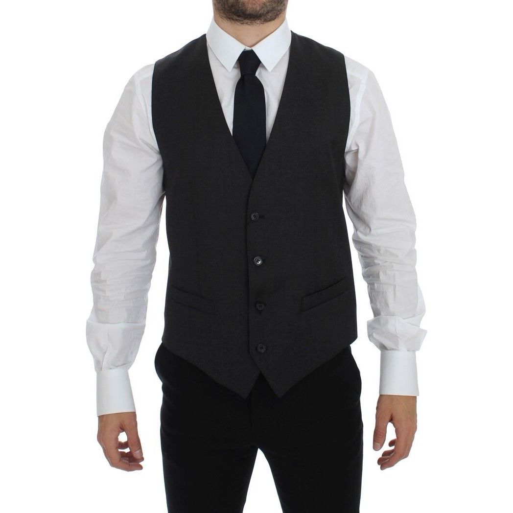 Dolce & Gabbana Gray Wool Formal Dress Vest