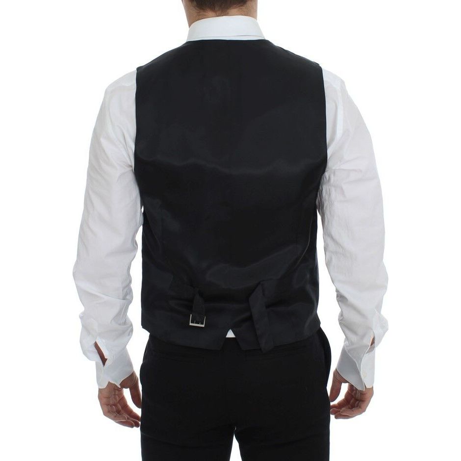 Dolce & Gabbana Gray Wool Striped Dress Vest