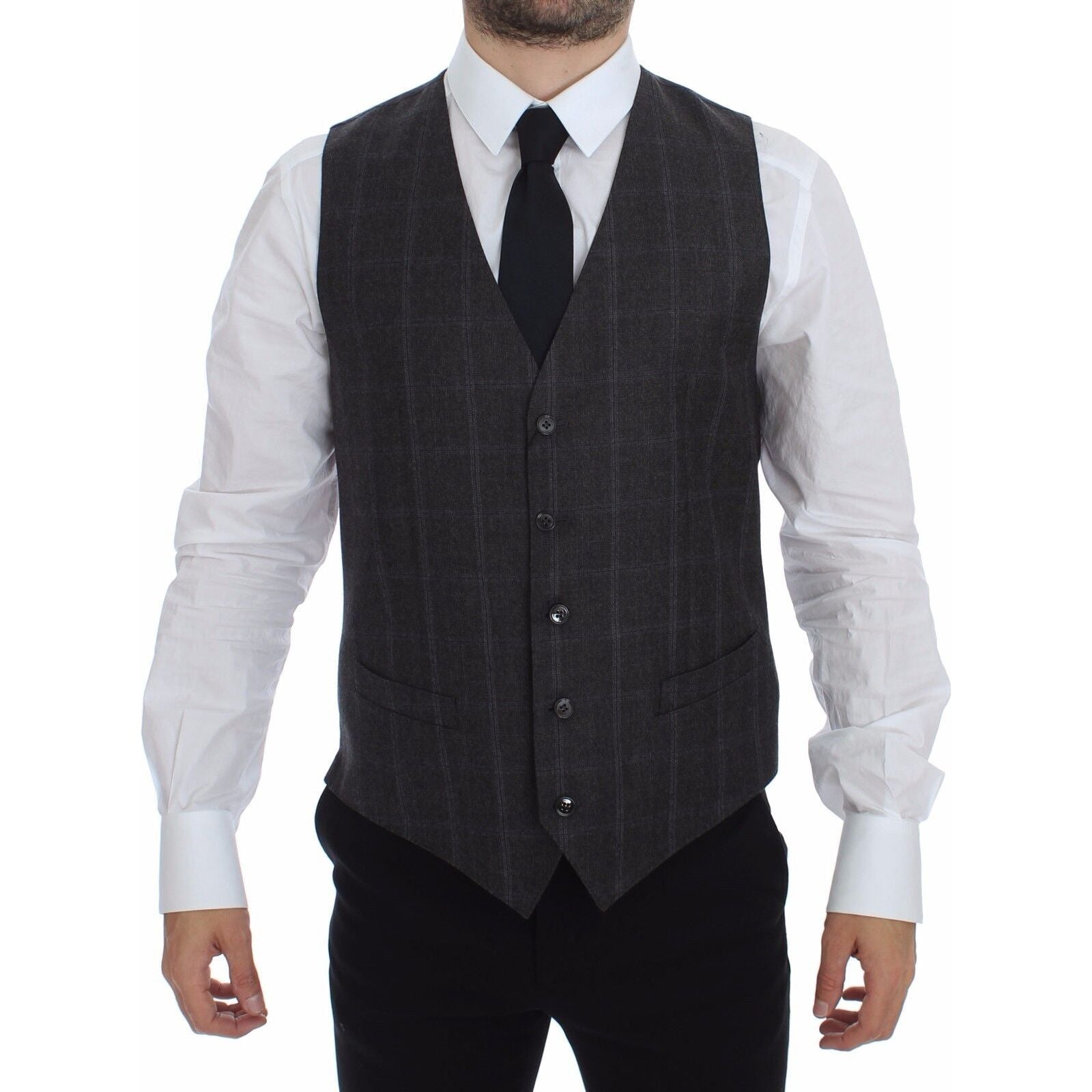 Dolce & Gabbana Grey Wool Dress Vest Luxe