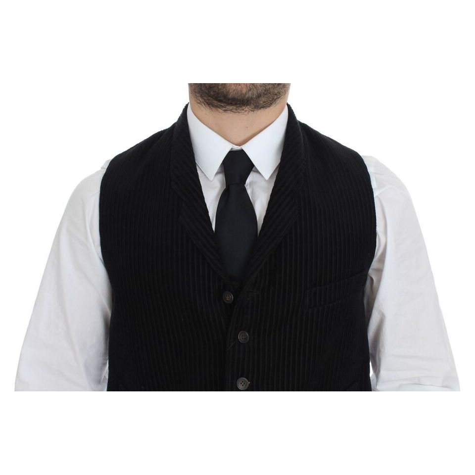 Dolce & Gabbana Black Cotton Manchester Dress Vest