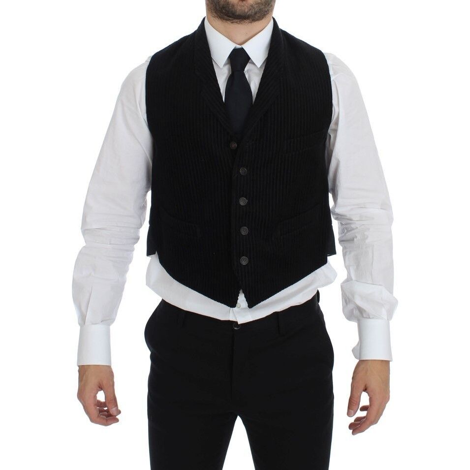 Dolce & Gabbana Black Cotton Manchester Dress Vest
