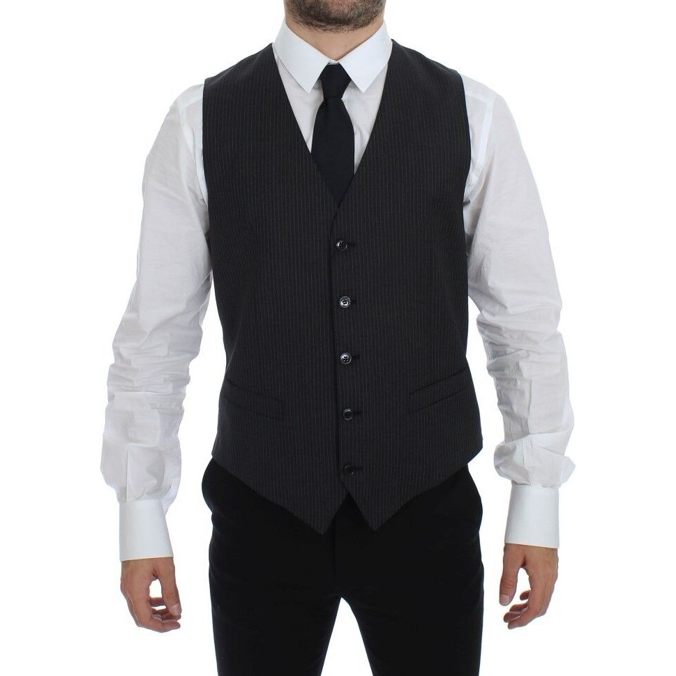 Dolce & Gabbana Gray Wool Dress Vest for Sophistication