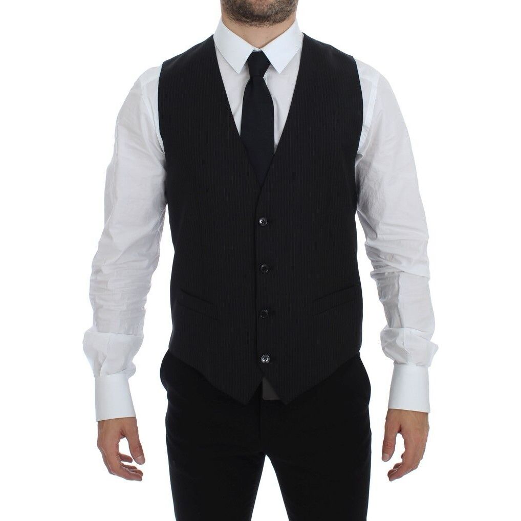 Dolce & Gabbana Black Wool Dress Vest
