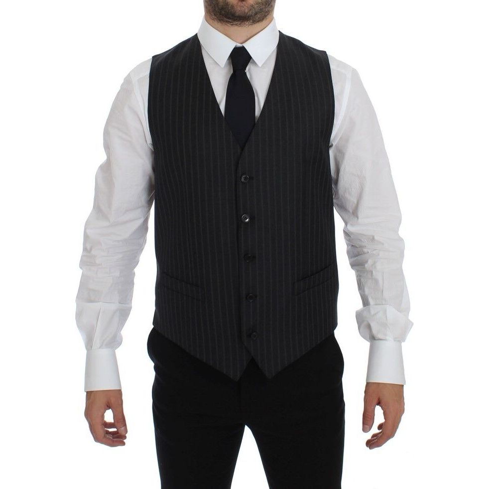 Dolce & Gabbana Gray Wool Dress Vest