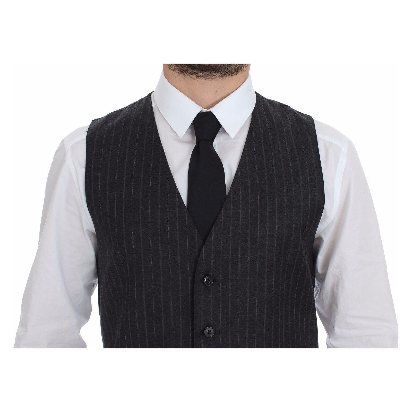 Dolce & Gabbana Gray Wool Dress Vest for Sophisticated Style