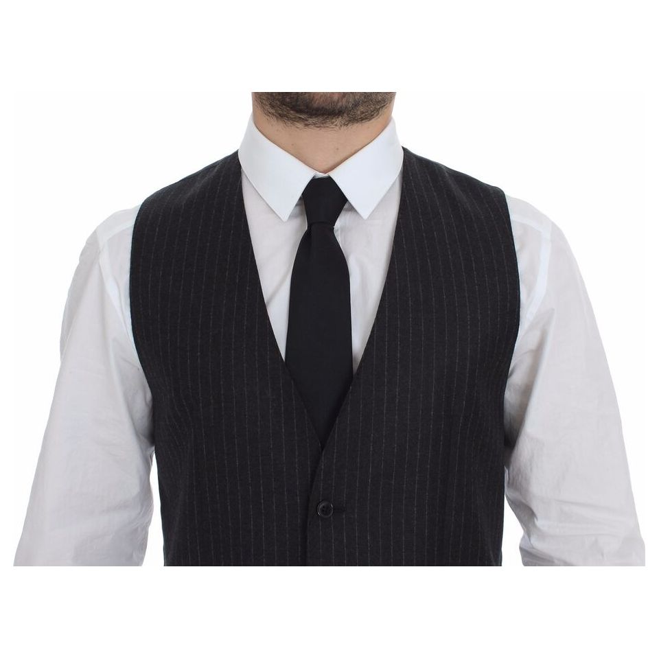 Dolce & Gabbana Gray Wool Dress Vest