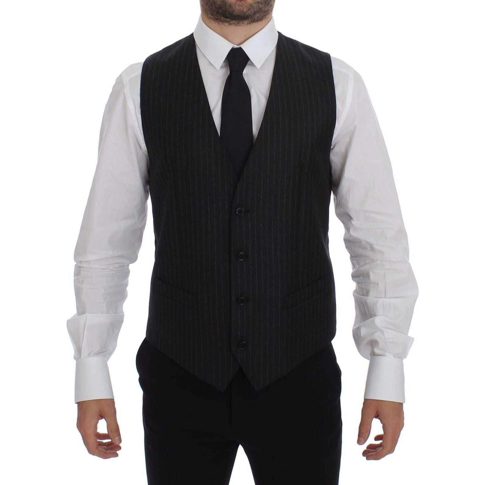 Dolce & Gabbana Gray Wool Dress Vest