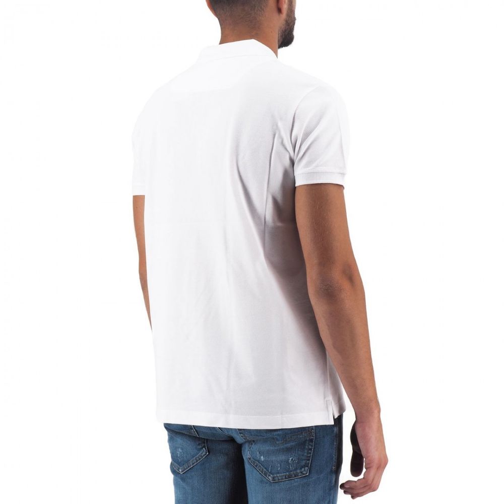 Diesel White Cotton Polo Shirt with Contrasting Logo