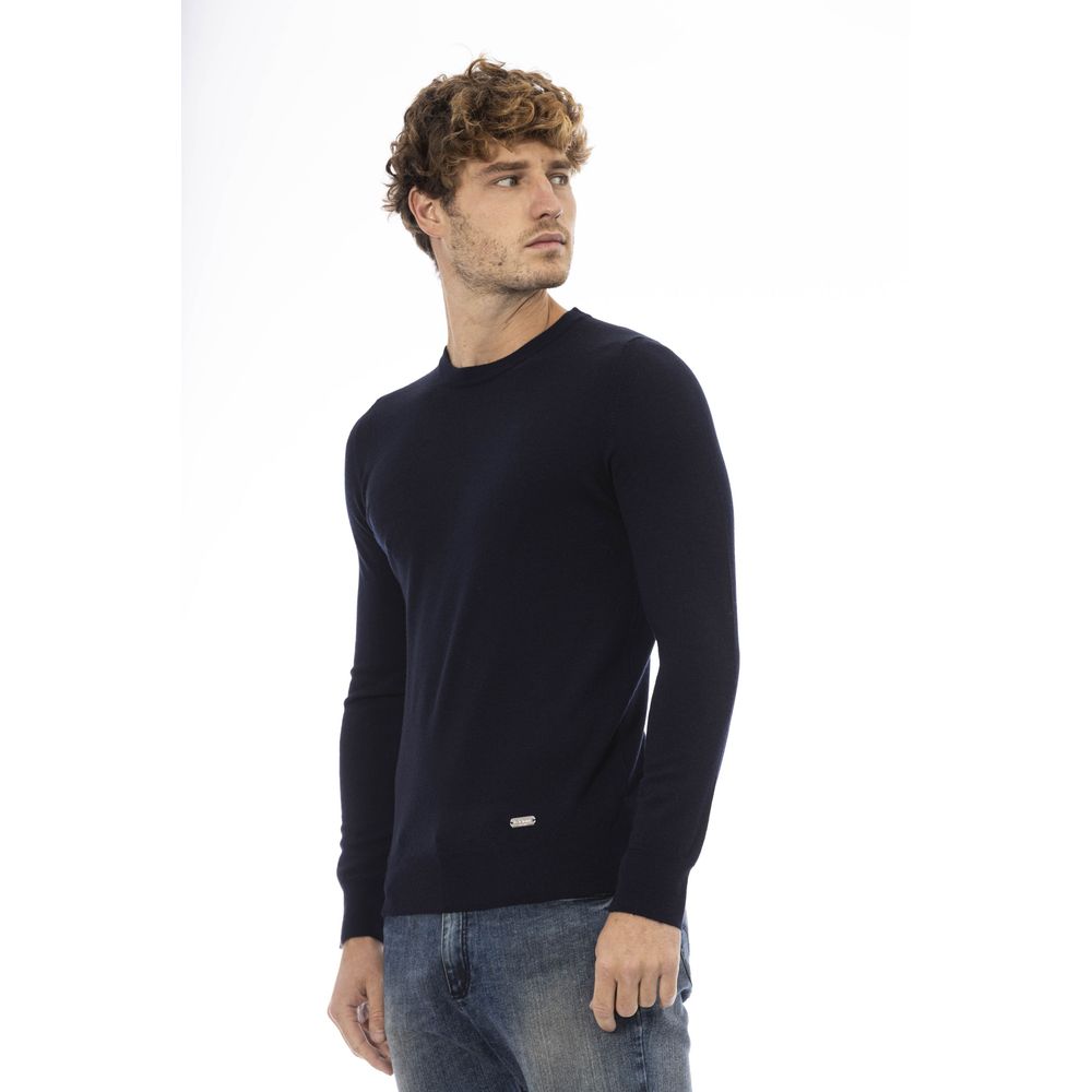 Baldinini Trend Blue Wool Sweater for Elevated Style