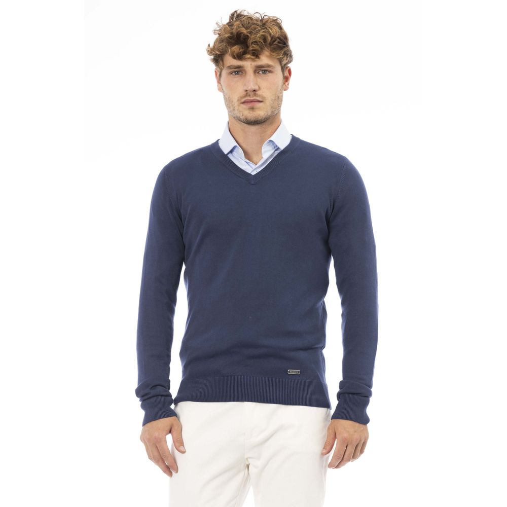 Baldinini Blue Modal Sweater for Elevated Style
