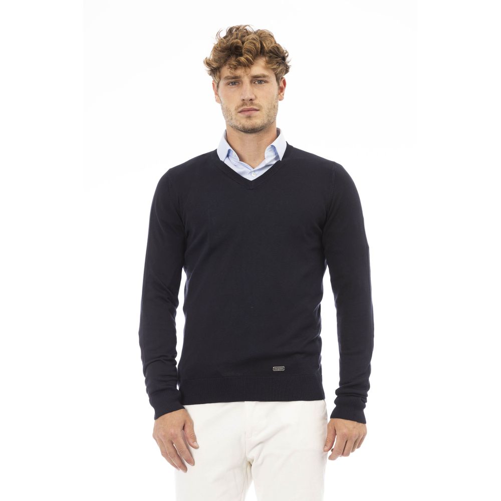 Baldinini Trend Blue Modal Sweater for Timeless Elegance