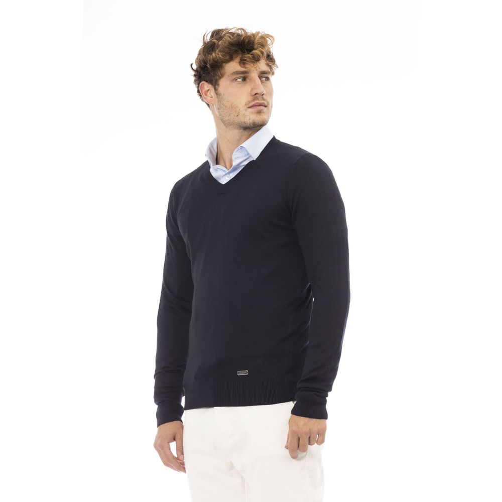 Baldinini Trend Blue Modal Sweater for Timeless Elegance