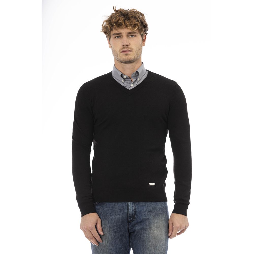 Baldinini Trend Black Wool Sweater for Effortless Elegance