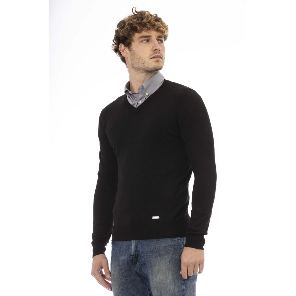 Baldinini Trend Black Wool Sweater for Effortless Elegance