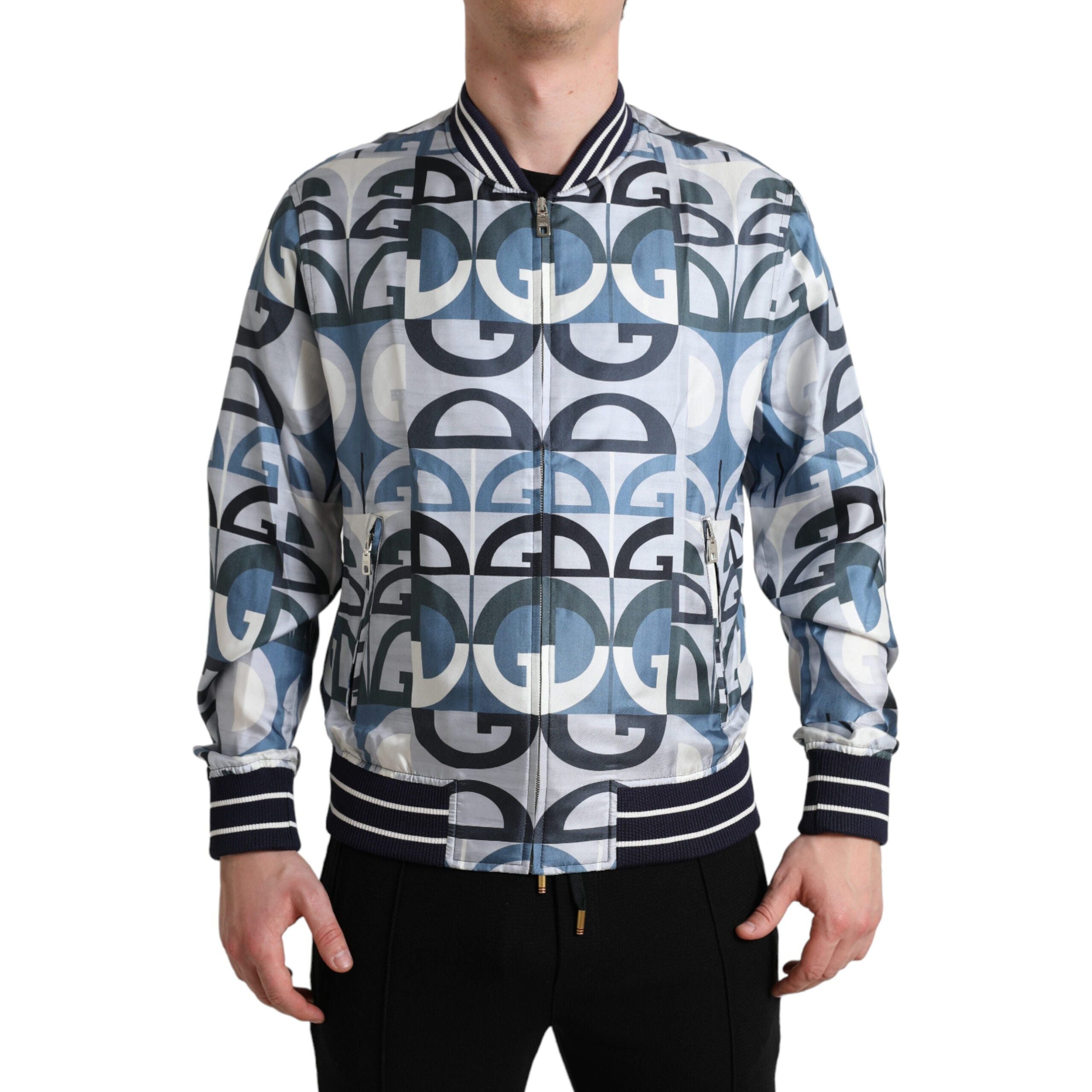 Dolce & Gabbana Multicolor Silk Bomber Jacket Classic Elegance