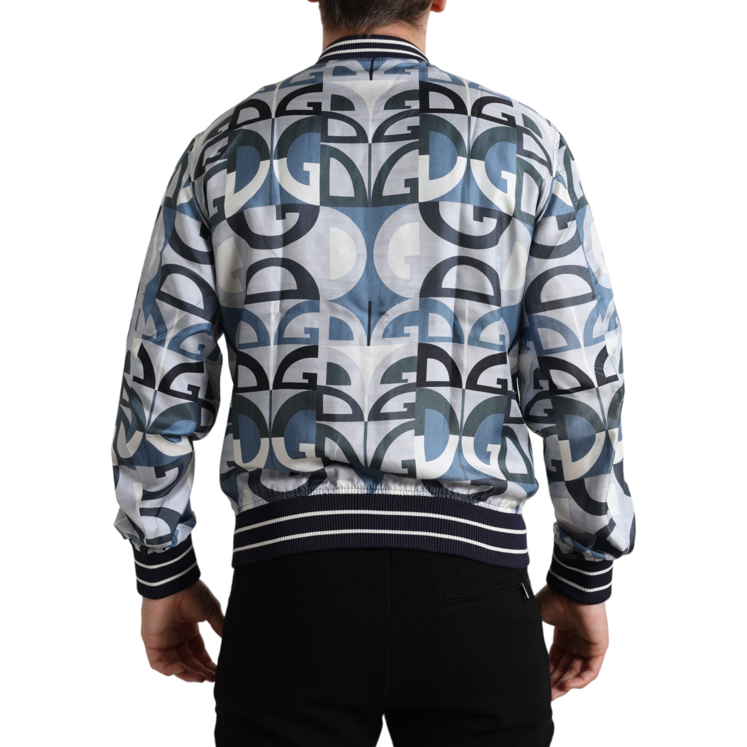 Dolce & Gabbana Multicolor Silk Bomber Jacket Classic Elegance