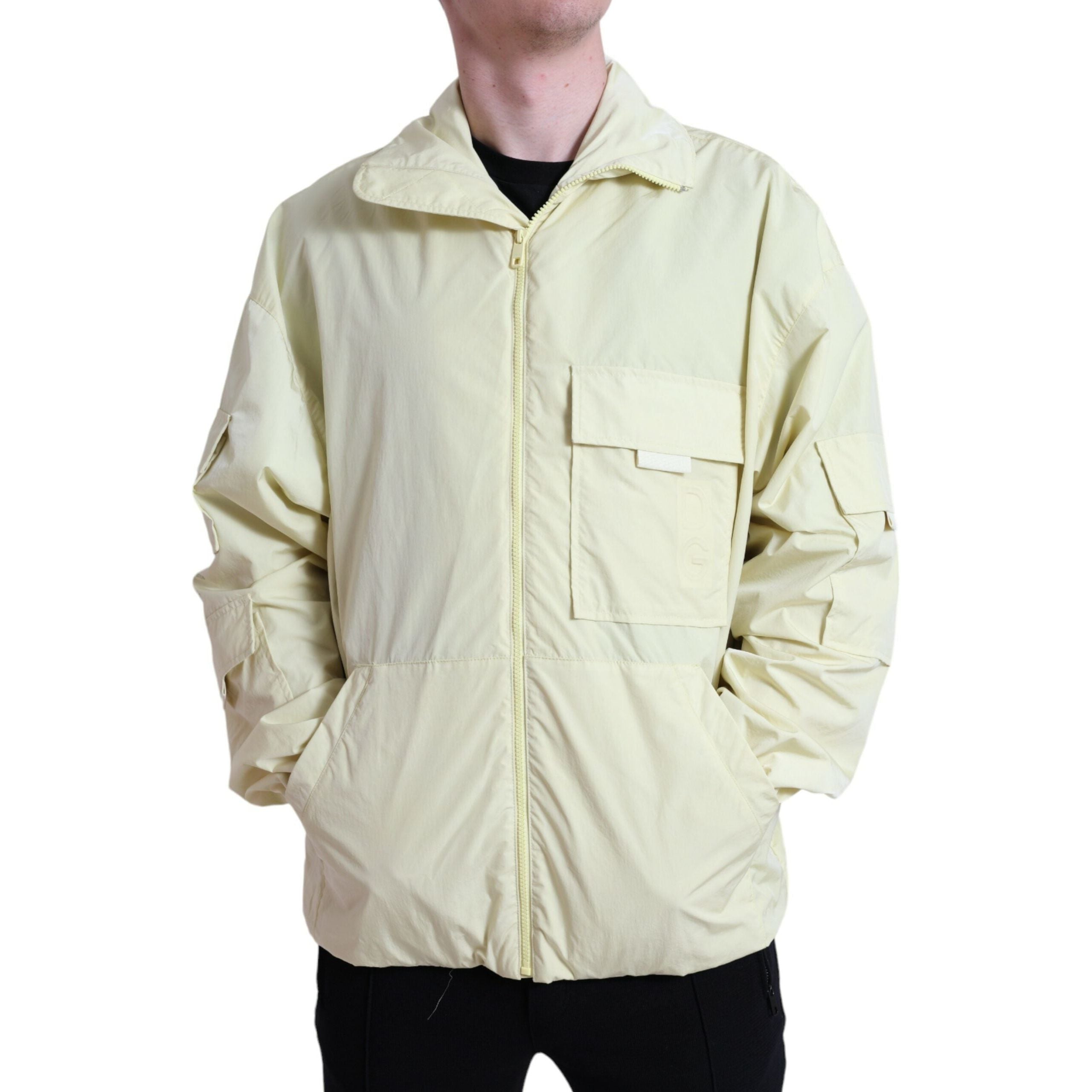 Dolce & Gabbana Yellow Nylon Windbreaker Jacket Luxury