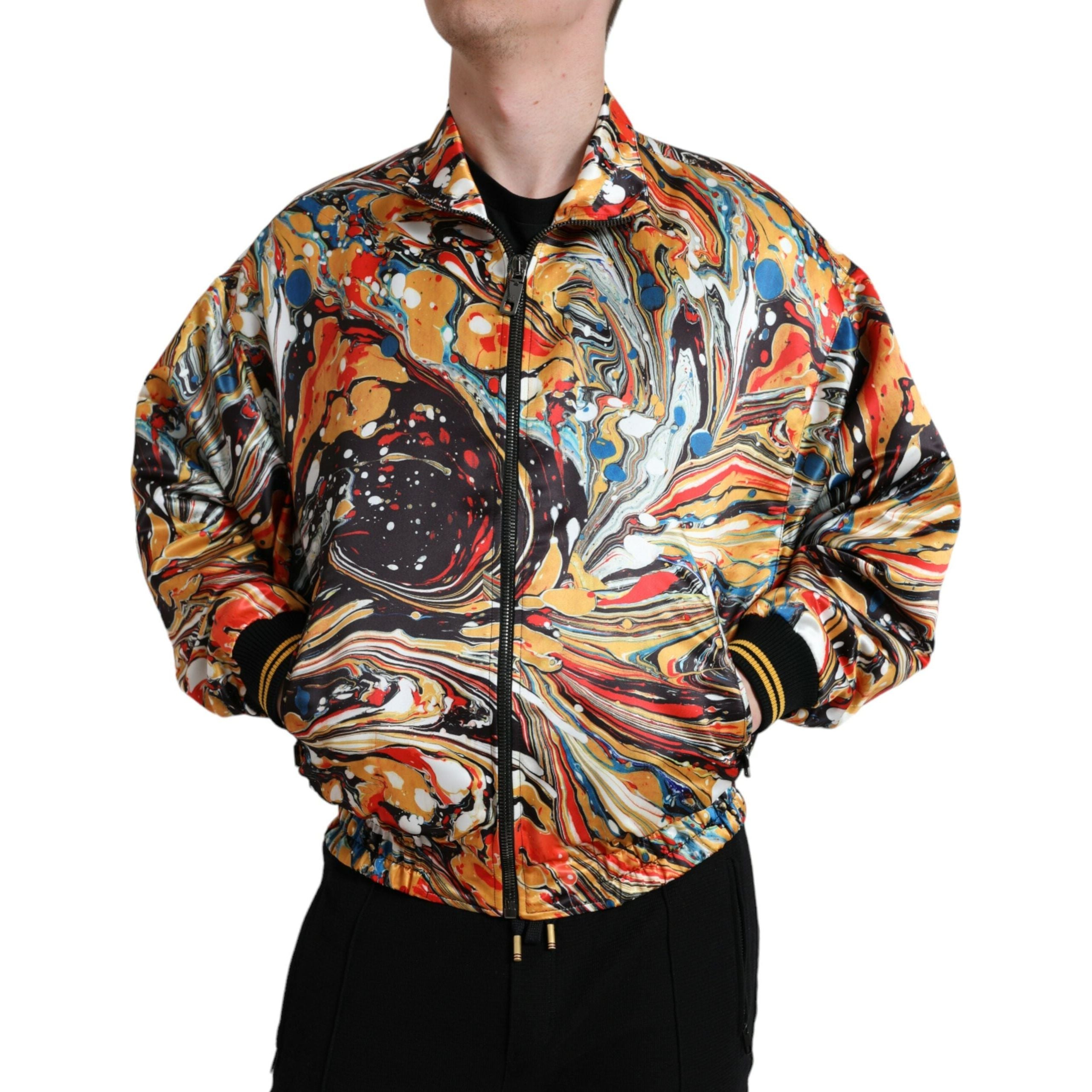 Dolce & Gabbana Multicolor Silk Bomber Jacket Elegance
