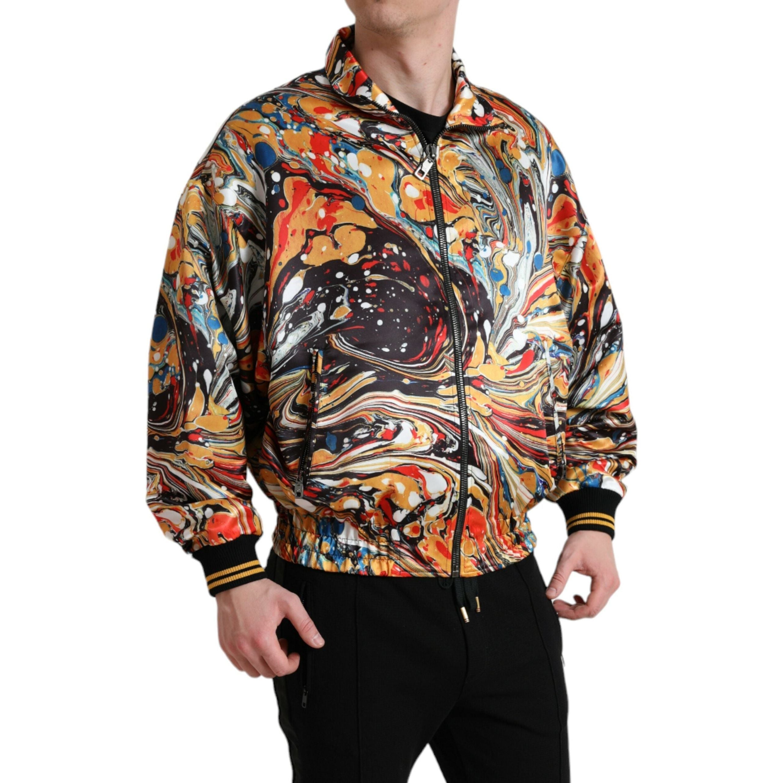 Dolce & Gabbana Multicolor Silk Bomber Jacket Elegance