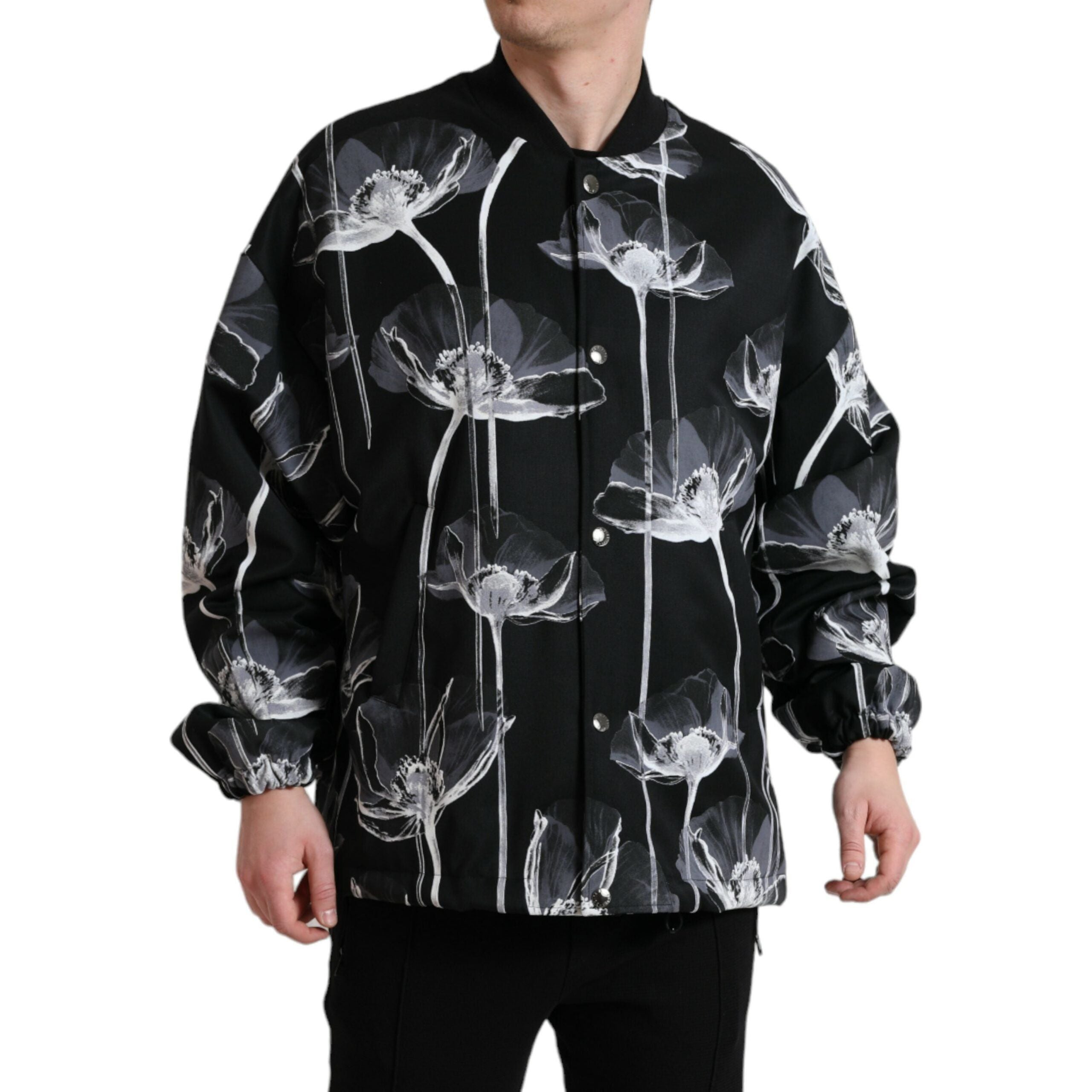Dolce & Gabbana Black Virgin Wool Bomber Jacket