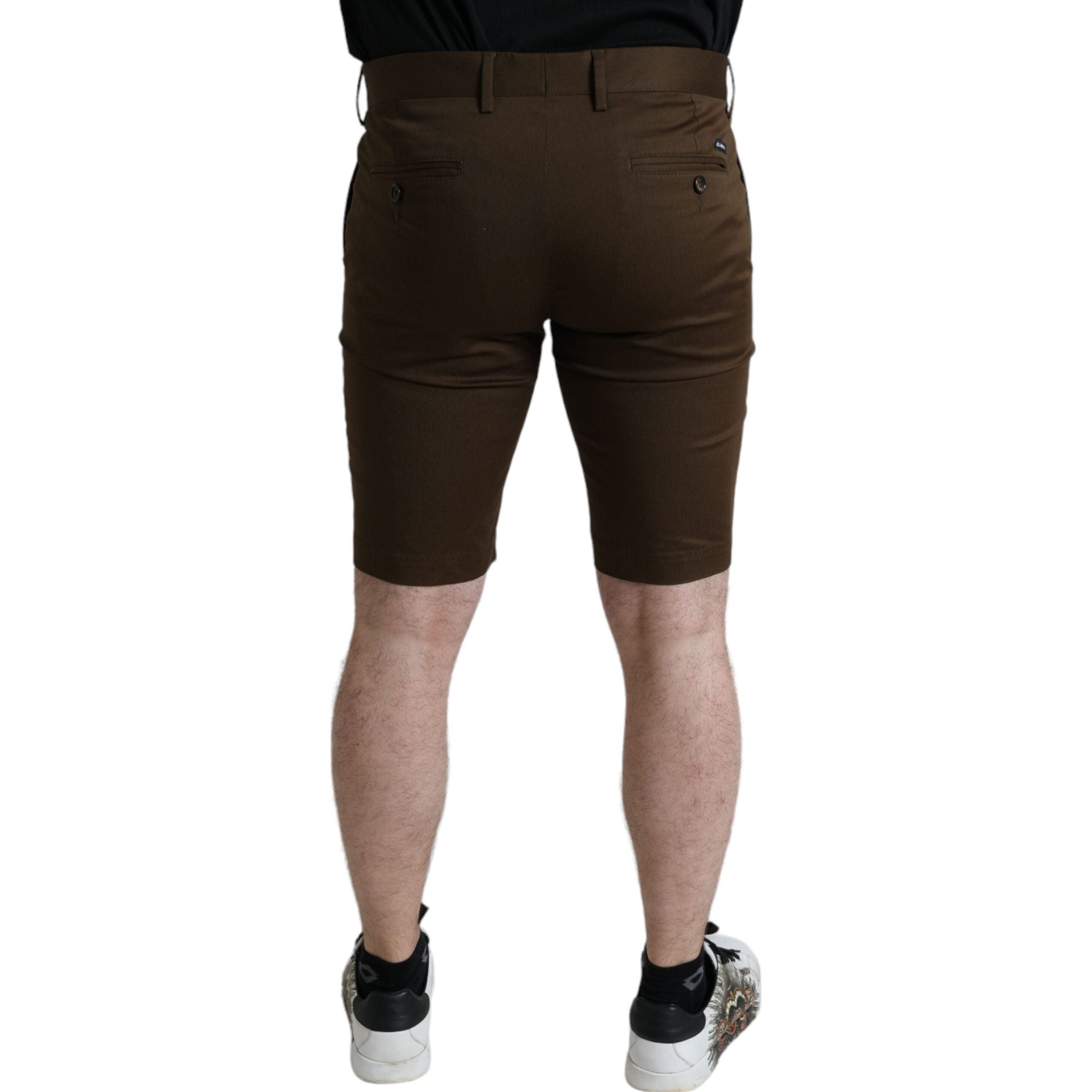Dolce & Gabbana Brown Cotton Bermuda Shorts with Logo Detail