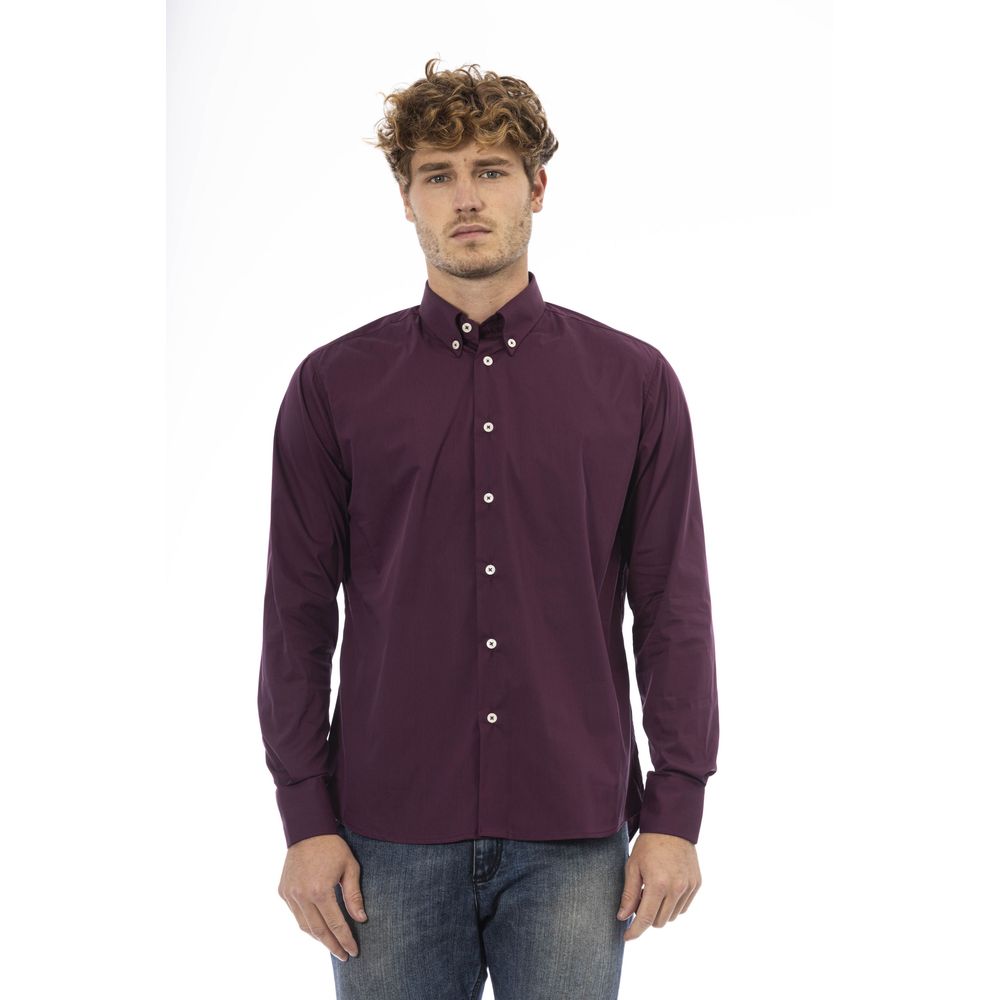 Baldinini Trend Burgundy Cotton Shirt for Sophisticated Style