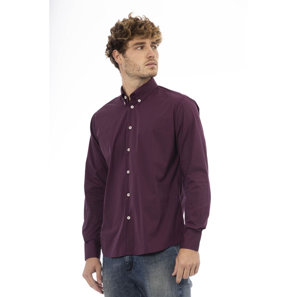 Baldinini Trend Burgundy Cotton Shirt for Sophisticated Style