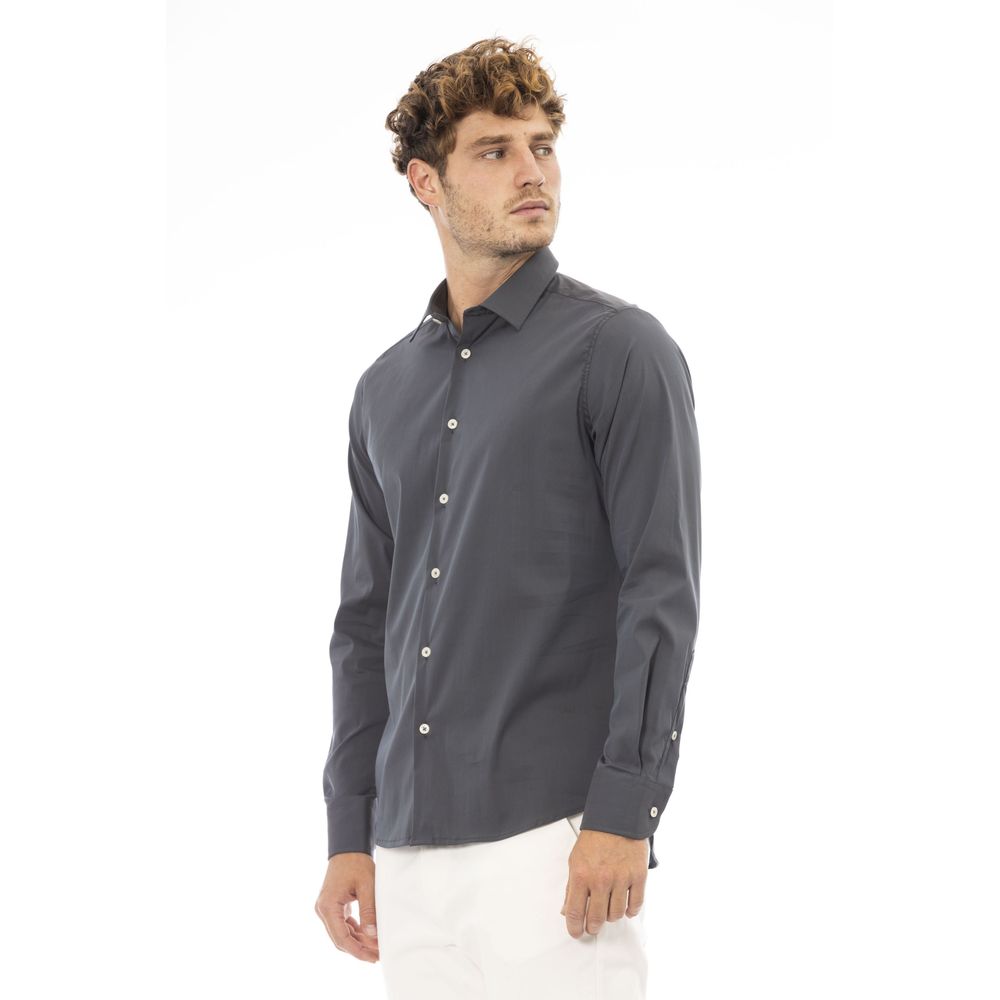 Baldinini Trend Gray Cotton Shirt for Timeless Elegance
