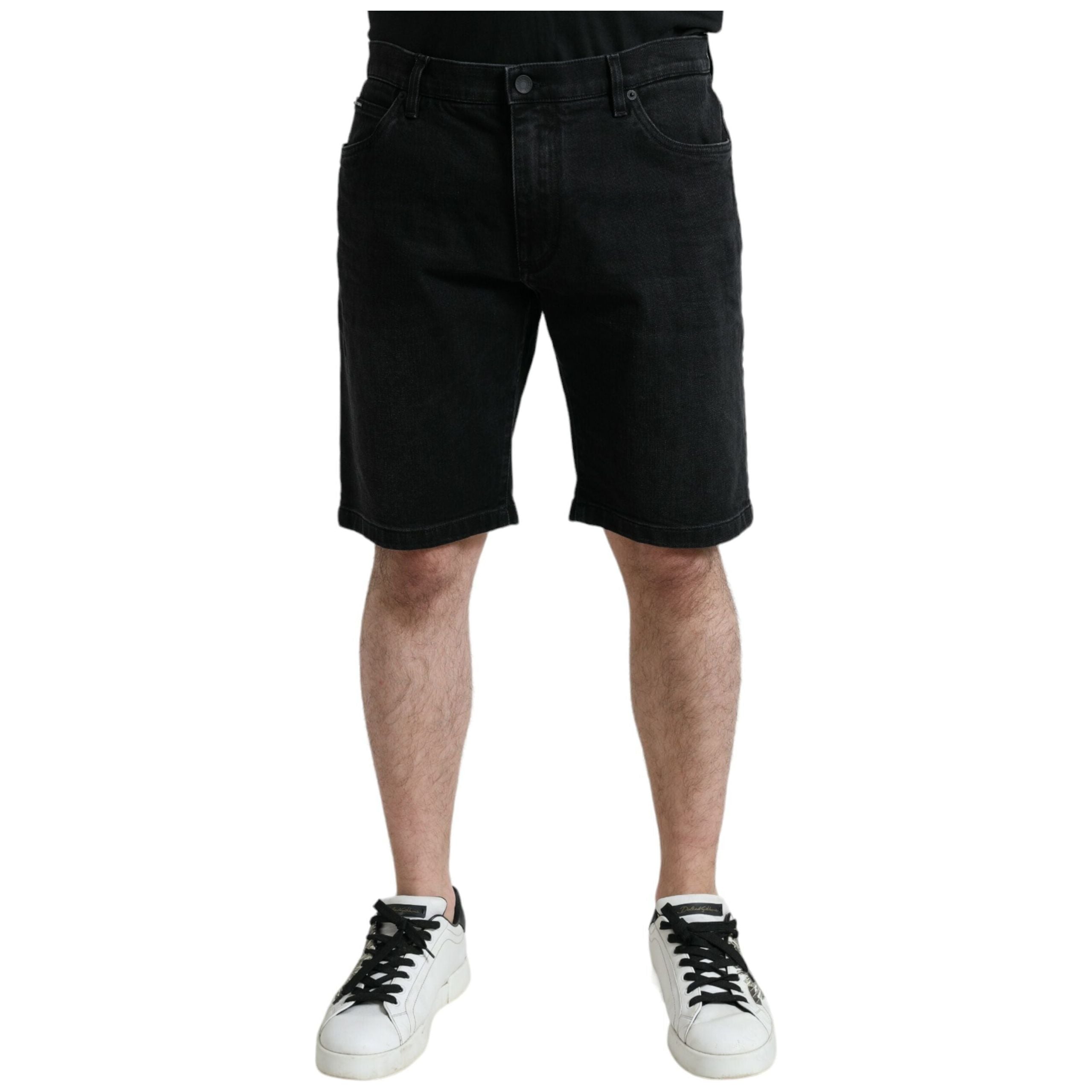 Dolce & Gabbana Black Denim Bermuda Shorts Elegance