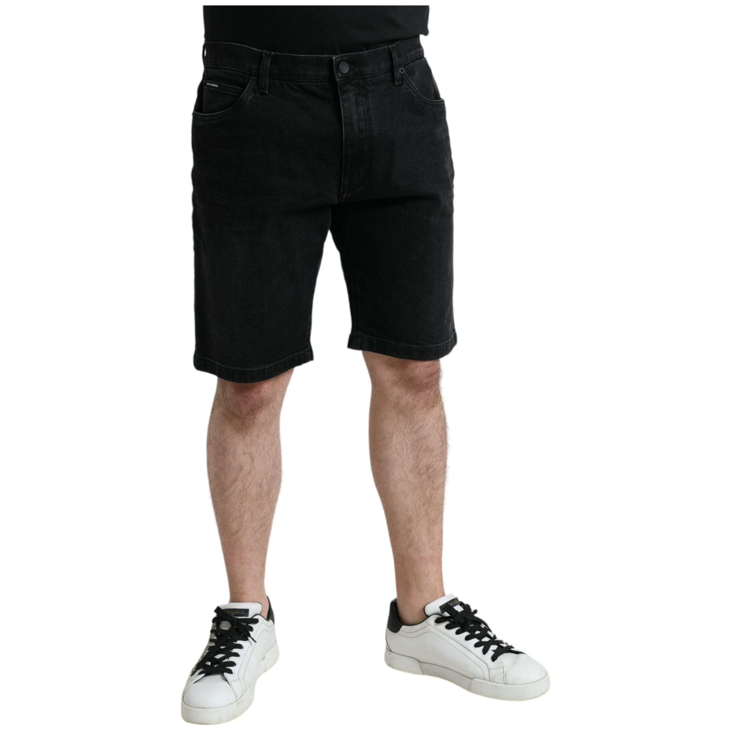 Dolce & Gabbana Black Denim Bermuda Shorts Elegance