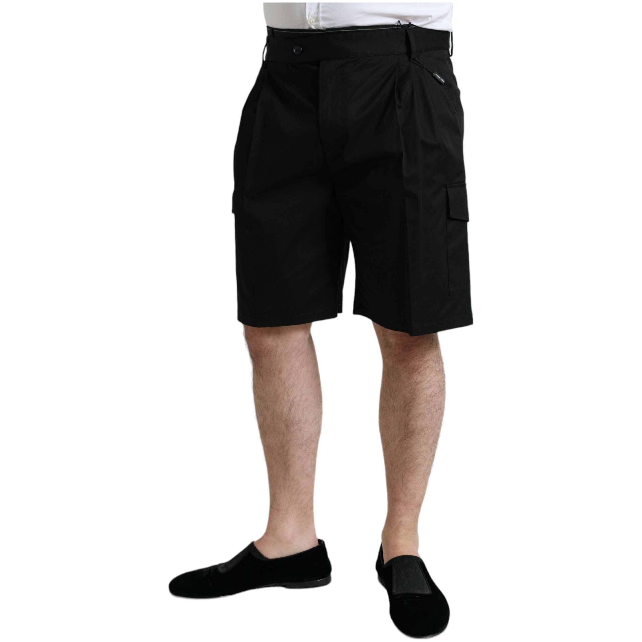Dolce & Gabbana Black Cotton Bermuda Cargo Shorts