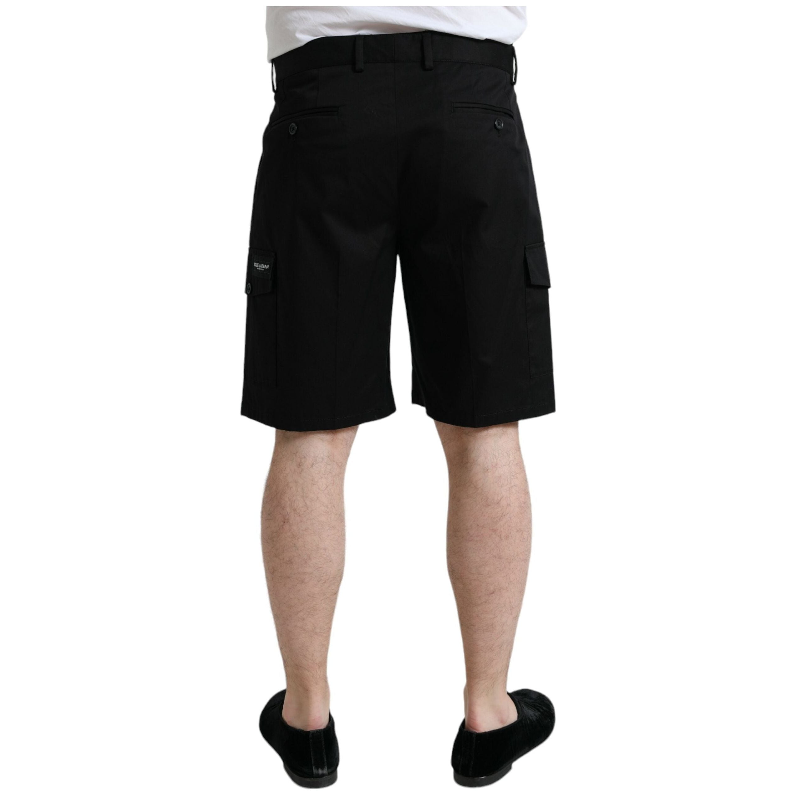 Dolce & Gabbana Black Cotton Bermuda Cargo Shorts