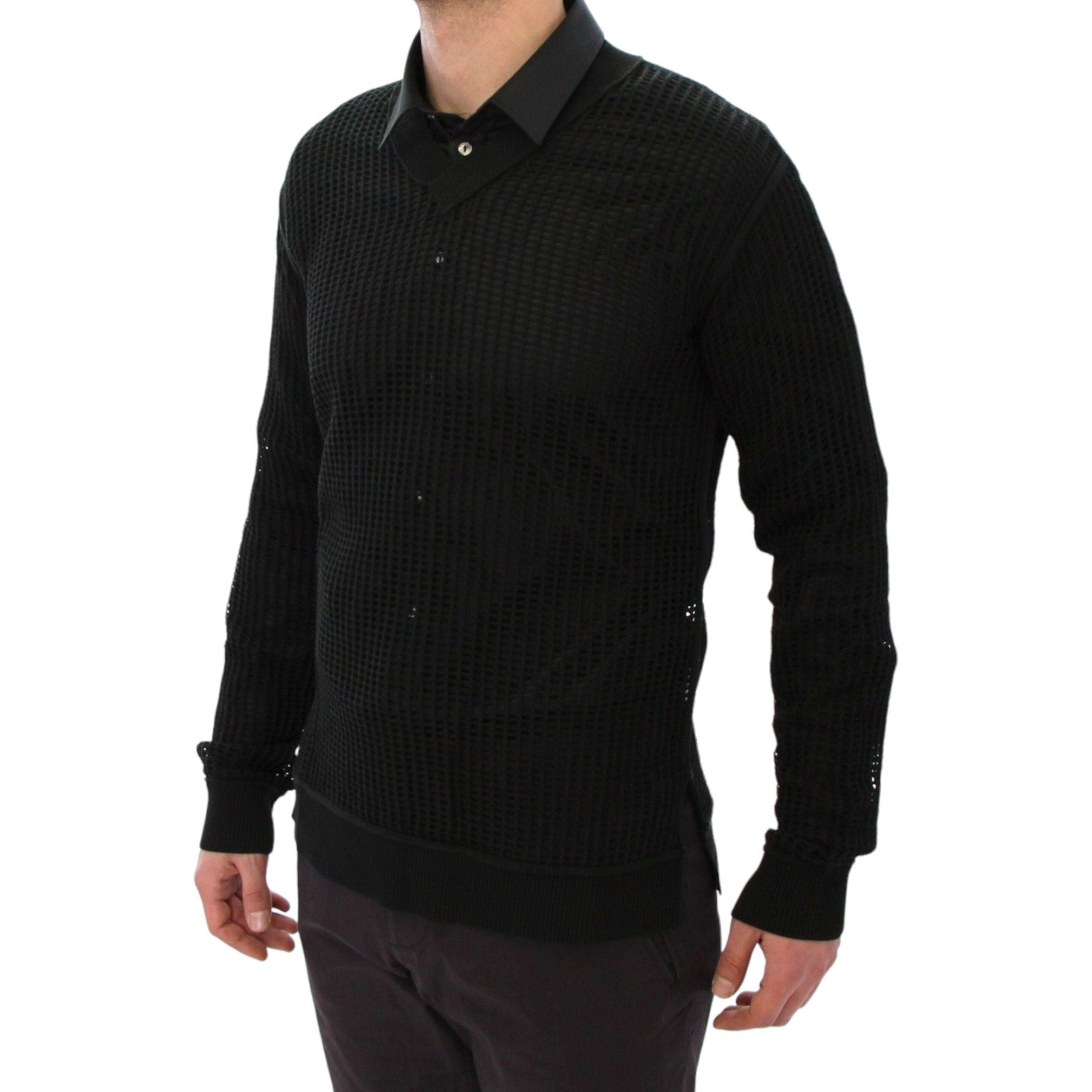 Dolce & Gabbana Dark Green Cotton V-Neck Sweater