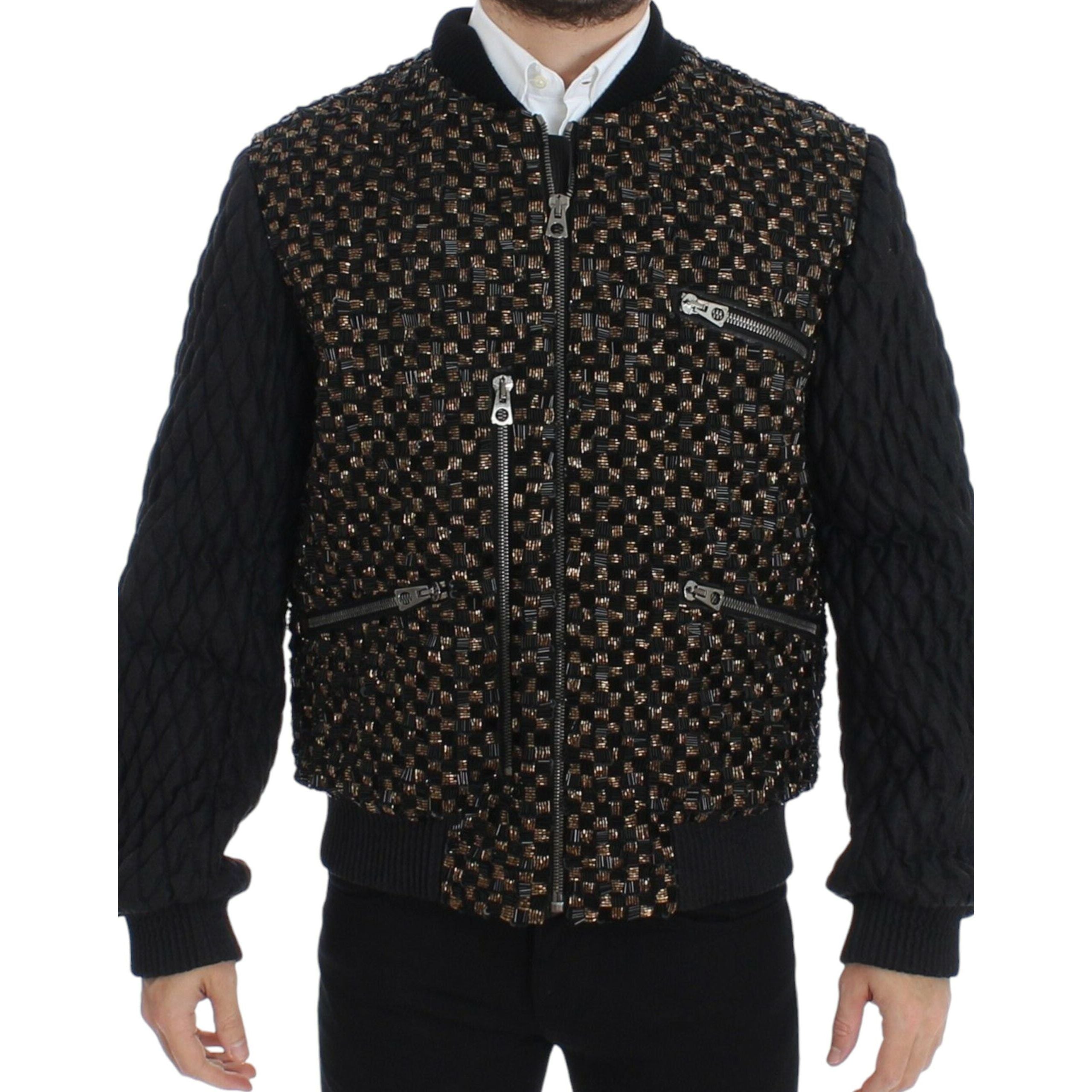 Dolce & Gabbana Black Sequined Silk Designer Jacket