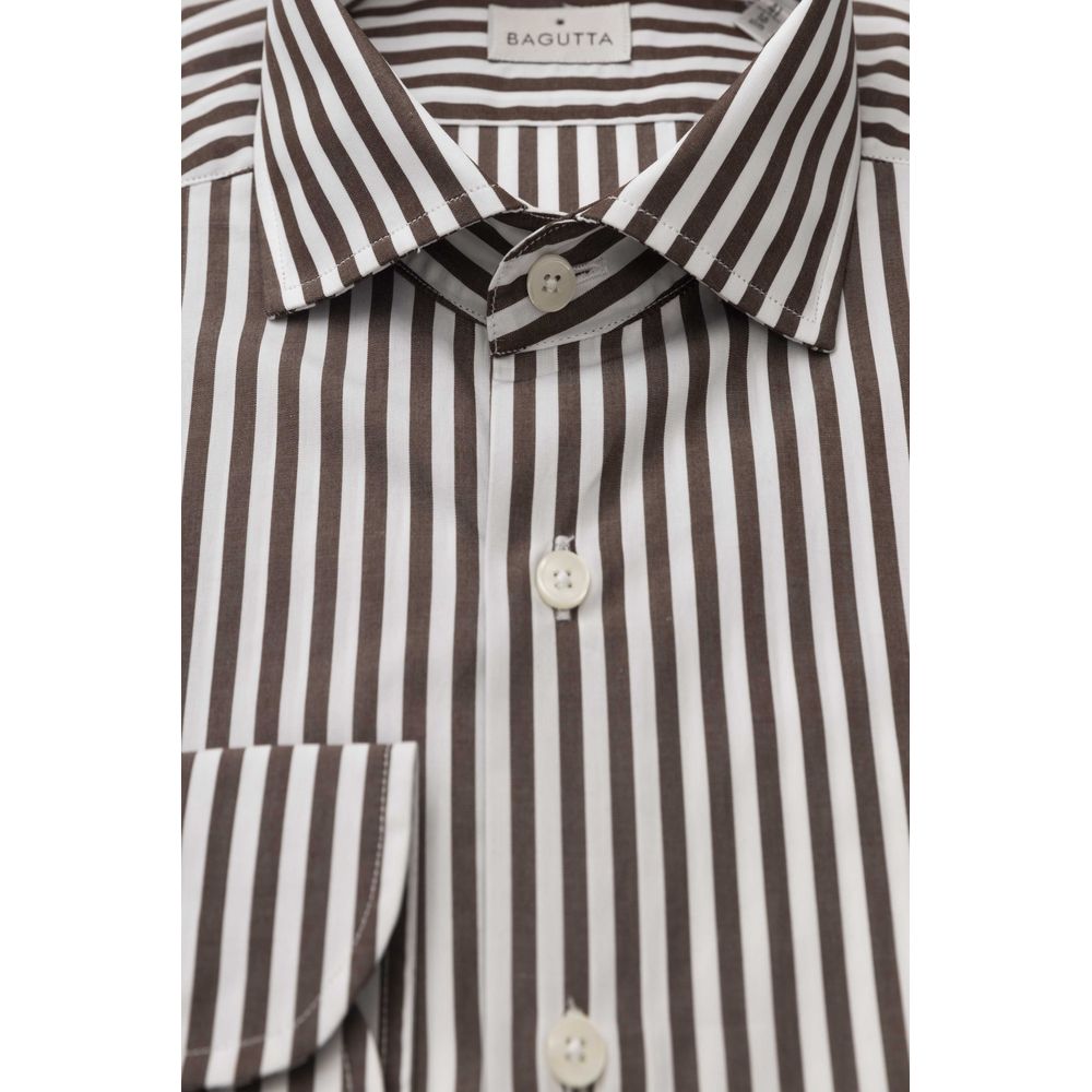 Bagutta Brown Cotton Shirt for Timeless Elegance