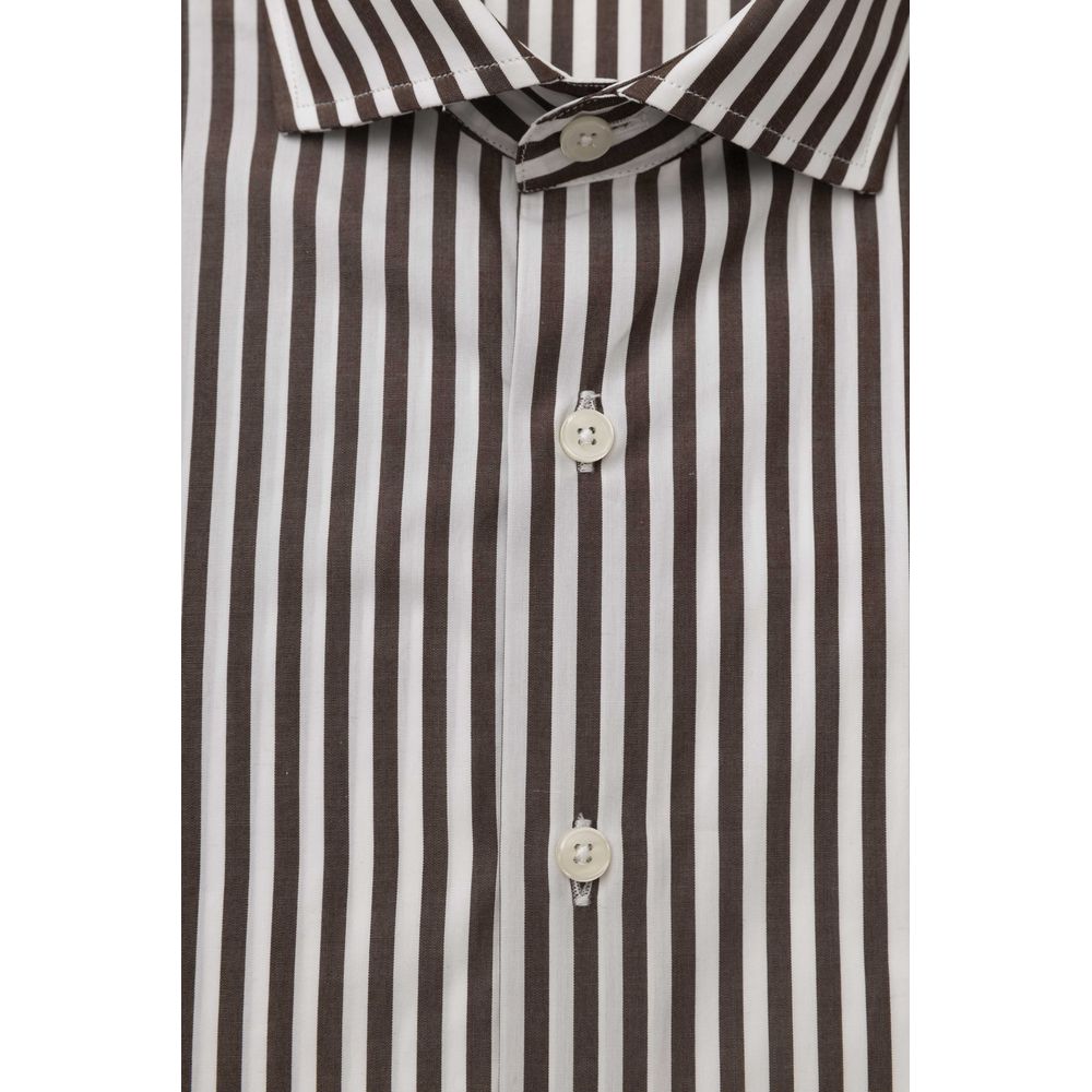 Bagutta Brown Cotton Shirt for Timeless Elegance