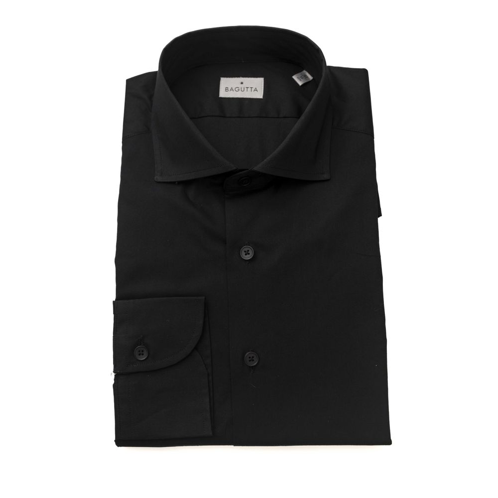 Bagutta Black Cotton Shirt - Italian Elegance Redefined
