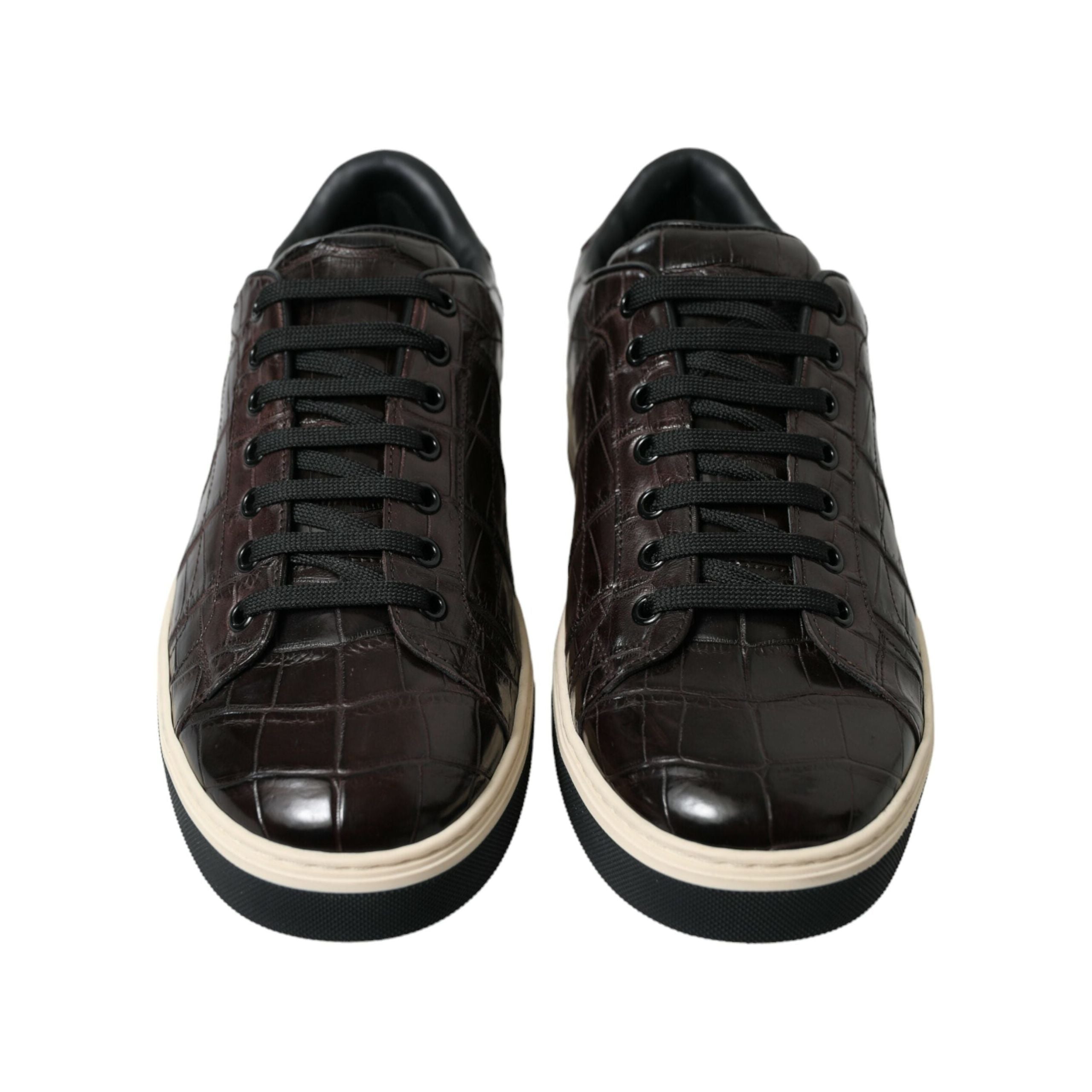 Dolce & Gabbana Brown Exotic Leather Low-Top Sneakers